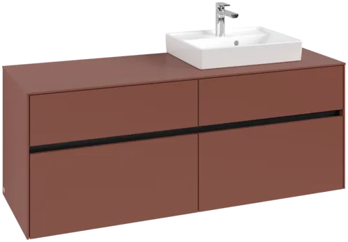 VILLEROY BOCH Toaletní skříňka Collaro, s osvětlením, 4 výsuvy, 1400 x 548 x 500 mm, Vínově červená / Vínově červená #C075B0AH