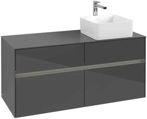 VILLEROY BOCH Collaro toaletní skříňka, s osvětlením, 4 výsuvy, 1200 x 548 x 500 mm, lesklá šedá / lesklá šedá #C043B0FP