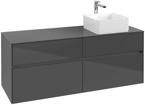 VILLEROY BOCH Toaletní skříňka Collaro, 4 výsuvy, 1400 x 548 x 500 mm, lesklá šedá / lesklá šedá #C04700FP