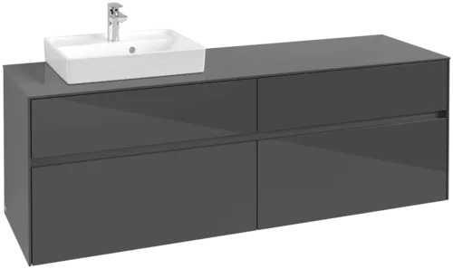 VILLEROY BOCH Toaletní skříňka Collaro, 4 výsuvy, 1600 x 548 x 500 mm, lesklá šedá / lesklá šedá #C07800FP