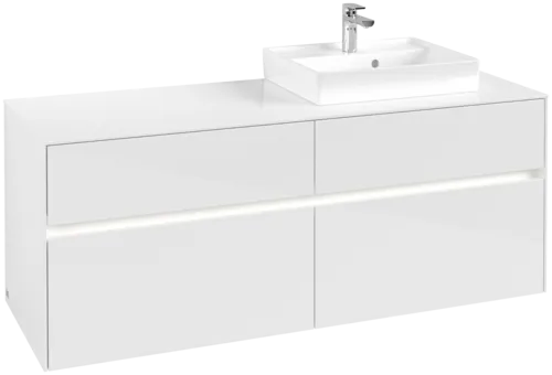 VILLEROY BOCH Toaletní skříňka Collaro, s osvětlením, 4 výsuvy, 1400 x 548 x 500 mm, lesklá bílá / lesklá bílá #C075B0DH