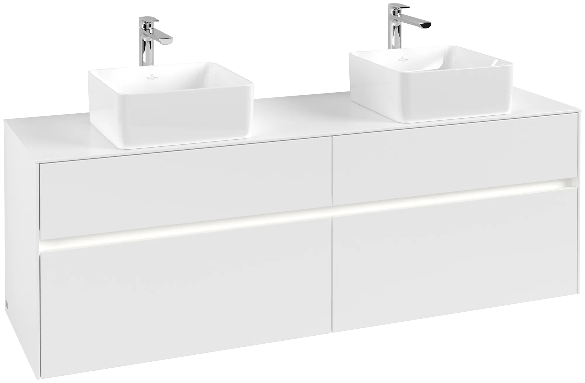 VILLEROY BOCH Toaletní skříňka Collaro, s osvětlením, 4 výsuvy, 1600 x 548 x 500 mm, bílá matná / bílá matná #C052B0MS