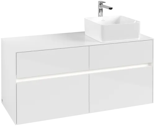VILLEROY BOCH Collaro toaletní skříňka, s osvětlením, 4 výsuvy, 1200 x 548 x 500 mm, lesklá bílá / lesklá bílá #C043B0DH