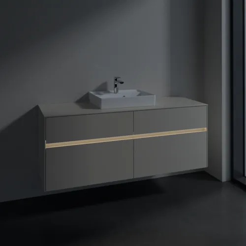 VILLEROY BOCH Toaletní skříňka Collaro, s osvětlením, 4 výsuvy, 1400 x 548 x 500 mm, Cashmere Grey / Cashmere Grey #C073B0VN, obrázek 5