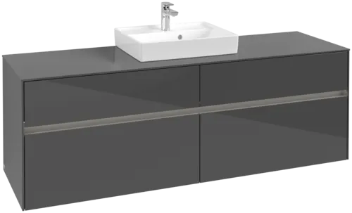 VILLEROY BOCH Toaletní skříňka Collaro, s osvětlením, 4 výsuvy, 1600 x 548 x 500 mm, lesklá šedá / lesklá šedá #C077B0FP