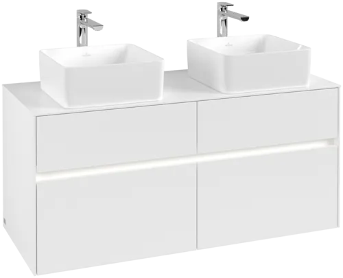 VILLEROY BOCH Collaro toaletní skříňka, s osvětlením, 4 výsuvy, 1200 x 548 x 500 mm, bílá matná / bílá matná #C044B0MS