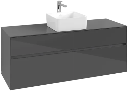 VILLEROY BOCH Toaletní skříňka Collaro, 4 výsuvy, 1400 x 548 x 500 mm, lesklá šedá / lesklá šedá #C04500FP