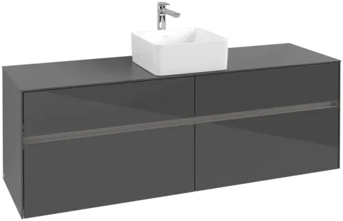 VILLEROY BOCH Toaletní skříňka Collaro, s osvětlením, 4 výsuvy, 1600 x 548 x 500 mm, lesklá šedá / lesklá šedá #C049B0FP