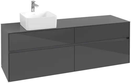VILLEROY BOCH Toaletní skříňka Collaro, 4 výsuvy, 1600 x 548 x 500 mm, lesklá šedá / lesklá šedá #C05000FP