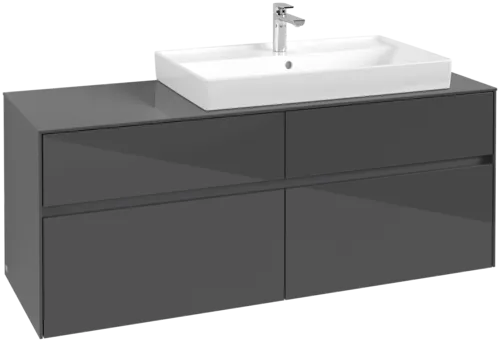 VILLEROY BOCH Toaletní skříňka Collaro, 4 výsuvy, 1400 x 548 x 500 mm, lesklá šedá / lesklá šedá #C09000FP