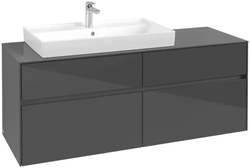 VILLEROY BOCH Toaletní skříňka Collaro, 4 výsuvy, 1400 x 548 x 500 mm, lesklá šedá / lesklá šedá #C08900FP