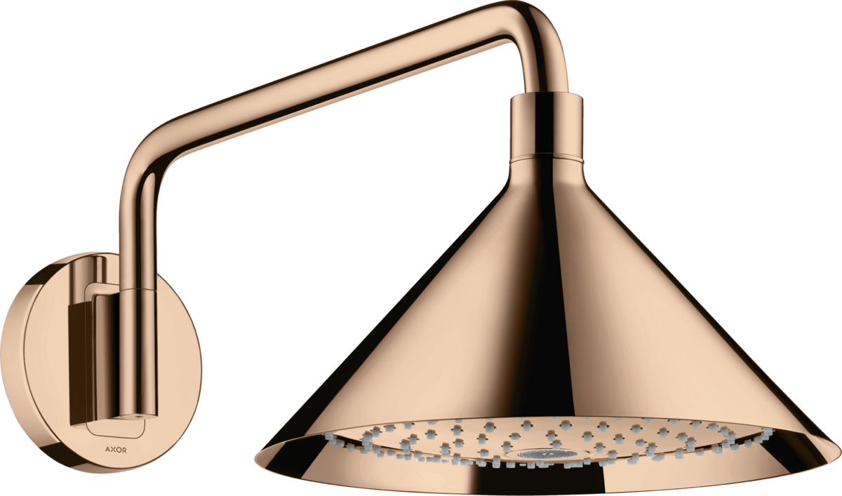 HANSGROHE Sprchy AXOR/Přední horní sprcha 240 2jet se sprchovým ramenem #26021300 - Leštěné červené zlato