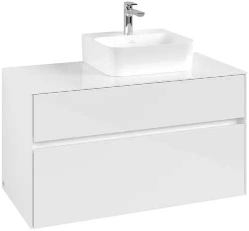 VILLEROY BOCH Umyvadlová skříňka Collaro, 2 zásuvky, 1000 x 548 x 500 mm, lesklá bílá / lesklá bílá #C09600DH