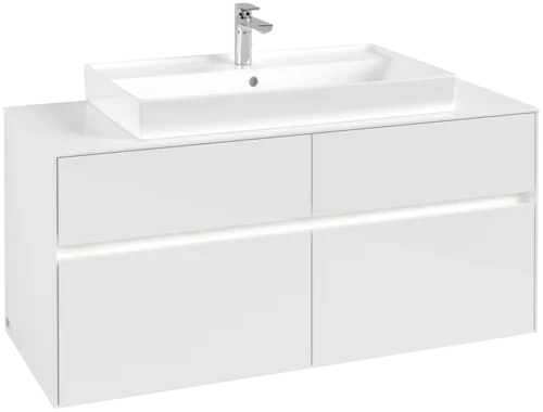 VILLEROY BOCH Collaro toaletní skříňka, s osvětlením, 4 výsuvy, 1200 x 548 x 500 mm, lesklá bílá / lesklá bílá #C087B0DH