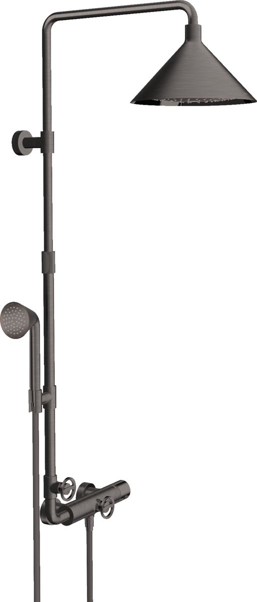 HANSGROHE AXOR Sprchy/přední sprcha s termostatem a horní sprchou 240 2jet #26020340 - kartáčovaný černý chrom