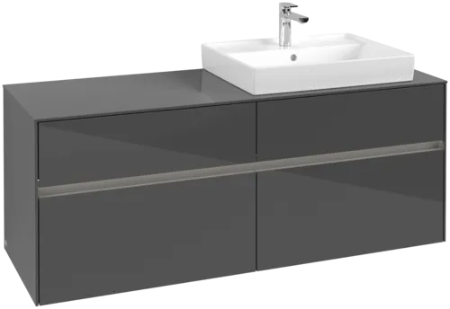 VILLEROY BOCH Toaletní skříňka Collaro, s osvětlením, 4 výsuvy, 1400 x 548 x 500 mm, lesklá šedá / lesklá šedá #C086B0FP