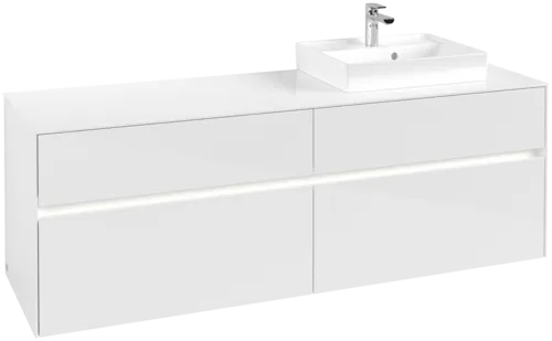 VILLEROY BOCH Toaletní skříňka Collaro, s osvětlením, 4 výsuvy, 1600 x 548 x 500 mm, lesklá bílá / lesklá bílá #C079B0DH