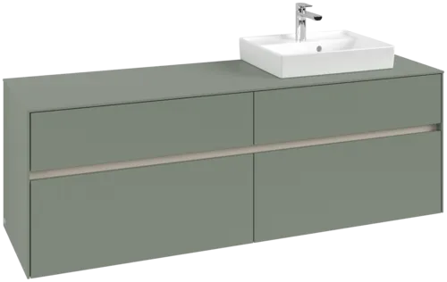VILLEROY BOCH Toaletní skříňka Collaro, s osvětlením, 4 výsuvy, 1600 x 548 x 500 mm, Soft Green / Soft Green #C079B0AF