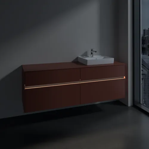 VILLEROY BOCH Toaletní skříňka Collaro, s osvětlením, 4 výsuvy, 1600 x 548 x 500 mm, Vínově červená / Vínově červená #C079B0AH, obrázek 5