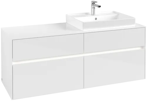 VILLEROY BOCH Toaletní skříňka Collaro, s osvětlením, 4 výsuvy, 1400 x 548 x 500 mm, lesklá bílá / lesklá bílá #C086B0DH