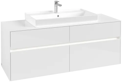 VILLEROY BOCH Toaletní skříňka Collaro, s osvětlením, 4 výsuvy, 1400 x 548 x 500 mm, lesklá bílá / lesklá bílá #C088B0DH