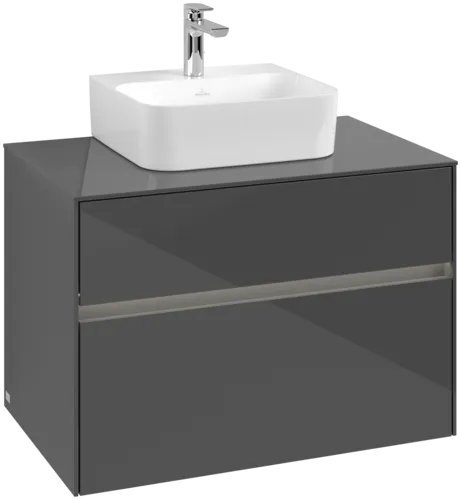 VILLEROY BOCH Toaletní skříňka Collaro, s osvětlením, 2 výsuvy, 800 x 548 x 500 mm, lesklá šedá / lesklá šedá #C093B0FP