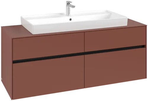 VILLEROY BOCH Toaletní skříňka Collaro, s osvětlením, 4 výsuvy, 1400 x 548 x 500 mm, Vínově červená / Vínově červená #C092B0AH