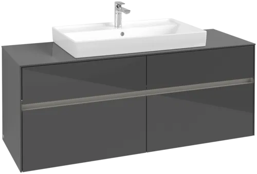 VILLEROY BOCH Toaletní skříňka Collaro, s osvětlením, 4 výsuvy, 1400 x 548 x 500 mm, lesklá šedá / lesklá šedá #C088B0FP