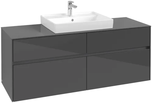 VILLEROY BOCH Toaletní skříňka Collaro, 4 výsuvy, 1400 x 548 x 500 mm, lesklá šedá / lesklá šedá #C08400FP