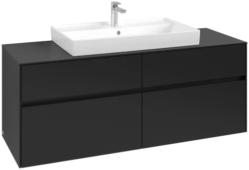 VILLEROY BOCH Toaletní skříňka Collaro, 4 výsuvy, 1400 x 548 x 500 mm, Volcano Black / Volcano Black #C08800VL