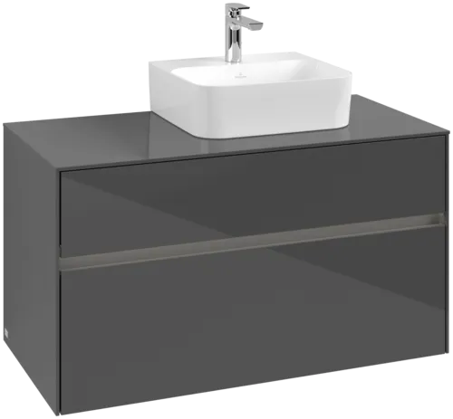 VILLEROY BOCH Toaletní skříňka Collaro, s osvětlením, 2 výsuvy, 1000 x 548 x 500 mm, lesklá šedá / lesklá šedá #C096B0FP