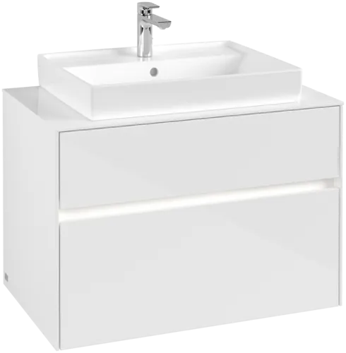 VILLEROY BOCH Toaletní skříňka Collaro, s osvětlením, 2 výsuvy, 800 x 548 x 500 mm, lesklá bílá / lesklá bílá #C080B0DH