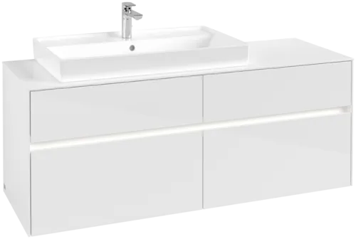 VILLEROY BOCH Toaletní skříňka Collaro, s osvětlením, 4 výsuvy, 1400 x 548 x 500 mm, lesklá bílá / lesklá bílá #C089B0DH