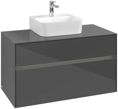 VILLEROY BOCH Toaletní skříňka Collaro, s osvětlením, 2 výsuvy, 1000 x 548 x 500 mm, lesklá šedá / lesklá šedá #C094B0FP