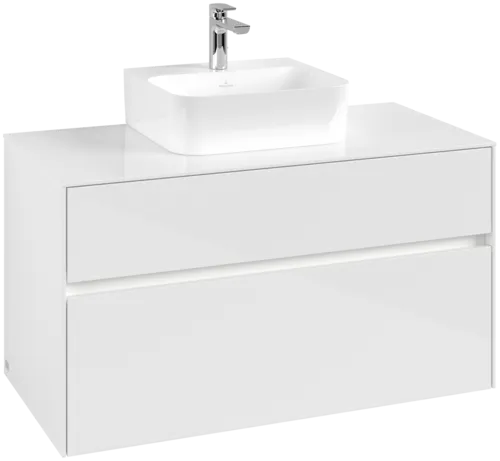 VILLEROY BOCH Collaro toaletní skříňka, s osvětlením, 2 výsuvy, 1000 x 548 x 500 mm, lesklá bílá / lesklá bílá #C094B0DH