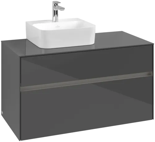 VILLEROY BOCH Toaletní skříňka Collaro, s osvětlením, 2 výsuvy, 1000 x 548 x 500 mm, lesklá šedá / lesklá šedá #C095B0FP