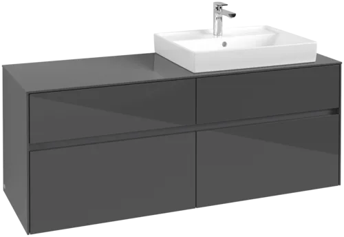 VILLEROY BOCH Toaletní skříňka Collaro, 4 výsuvy, 1400 x 548 x 500 mm, lesklá šedá / lesklá šedá #C08600FP