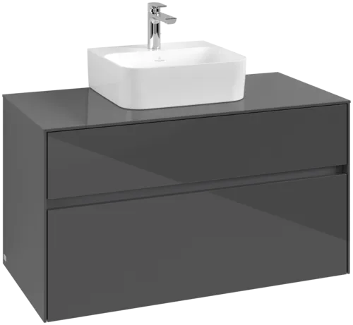 VILLEROY BOCH Toaletní skříňka Collaro, 2 výsuvy, 1000 x 548 x 500 mm, lesklá šedá / lesklá šedá #C09400FP