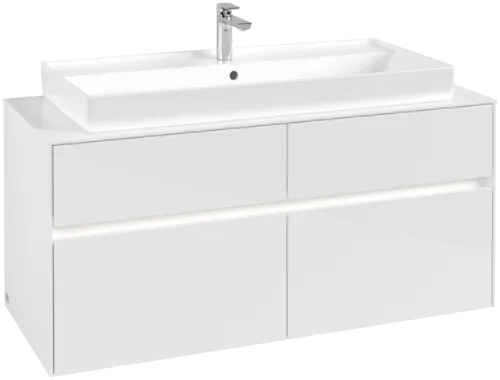 VILLEROY BOCH Collaro toaletní skříňka, s osvětlením, 4 výsuvy, 1200 x 548 x 500 mm, lesklá bílá / lesklá bílá #C091B0DH
