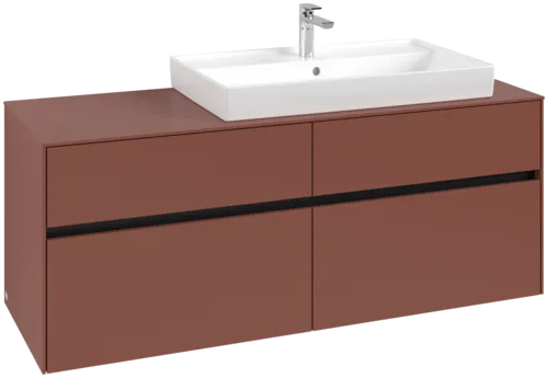 VILLEROY BOCH Toaletní skříňka Collaro, s osvětlením, 4 výsuvy, 1400 x 548 x 500 mm, Vínově červená / Vínově červená #C090B0AH