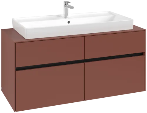 VILLEROY BOCH Toaletní skříňka Collaro, s osvětlením, 4 výsuvy, 1200 x 548 x 500 mm, Vínově červená / Vínově červená #C091B0AH