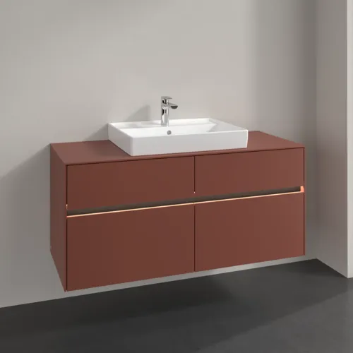 VILLEROY BOCH Toaletní skříňka Collaro, s osvětlením, 4 výsuvy, 1200 x 548 x 500 mm, Vínově červená / Vínově červená #C081B0AH, obrázek 2