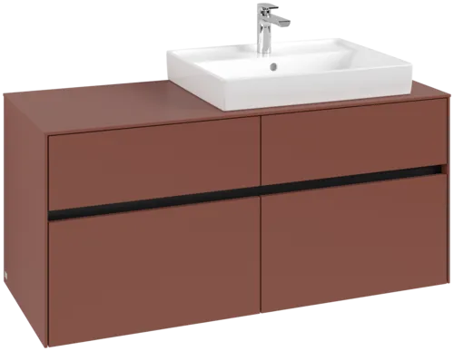 VILLEROY BOCH Toaletní skříňka Collaro, 4 výsuvy, 1200 x 548 x 500 mm, Vínově červená / Vínově červená #C08300AH
