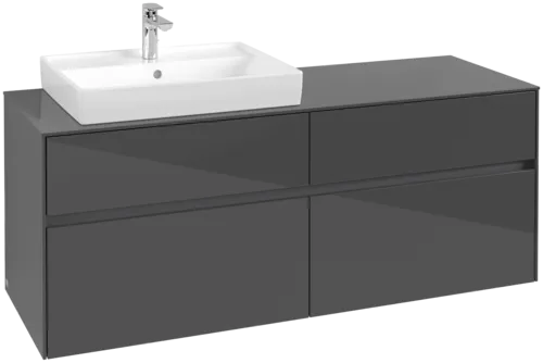 VILLEROY BOCH Toaletní skříňka Collaro, 4 výsuvy, 1400 x 548 x 500 mm, lesklá šedá / lesklá šedá #C08500FP