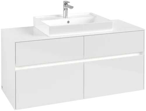 VILLEROY BOCH Collaro toaletní skříňka, s osvětlením, 4 výsuvy, 1200 x 548 x 500 mm, lesklá bílá / lesklá bílá #C081B0DH