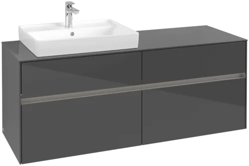 VILLEROY BOCH Toaletní skříňka Collaro, s osvětlením, 4 výsuvy, 1400 x 548 x 500 mm, lesklá šedá / lesklá šedá #C085B0FP