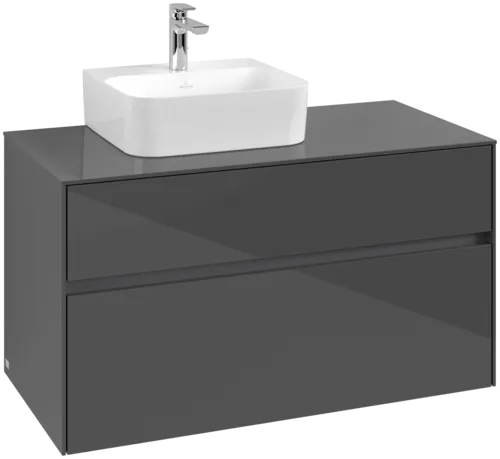 VILLEROY BOCH Toaletní skříňka Collaro, 2 výsuvy, 1000 x 548 x 500 mm, lesklá šedá / lesklá šedá #C09500FP