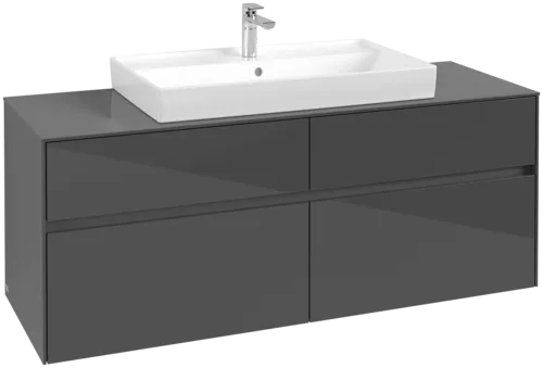 VILLEROY BOCH Toaletní skříňka Collaro, 4 výsuvy, 1400 x 548 x 500 mm, lesklá šedá / lesklá šedá #C08800FP