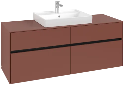 VILLEROY BOCH Toaletní skříňka Collaro, s osvětlením, 4 výsuvy, 1400 x 548 x 500 mm, Vínově červená / Vínově červená #C084B0AH