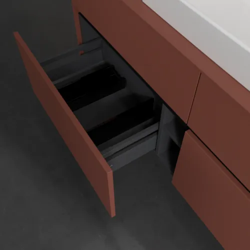 VILLEROY BOCH Toaletní skříňka Collaro, s osvětlením, 4 výsuvy, 1400 x 548 x 500 mm, Vínově červená / Vínově červená #C084B0AH, obrázek 7